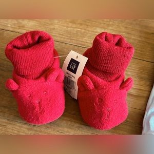 Baby Gap red bear slipper booties. Brand New